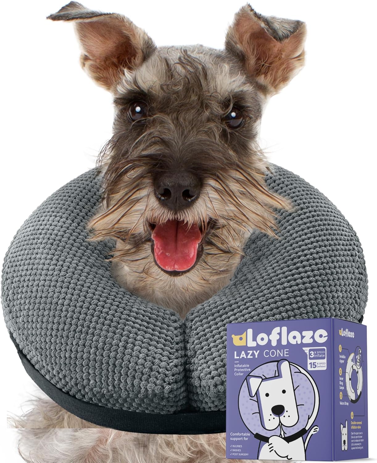 Soft Inflatable Dog Cone Alternative - Neck Donut E Collar for Large, Medium, Sm...