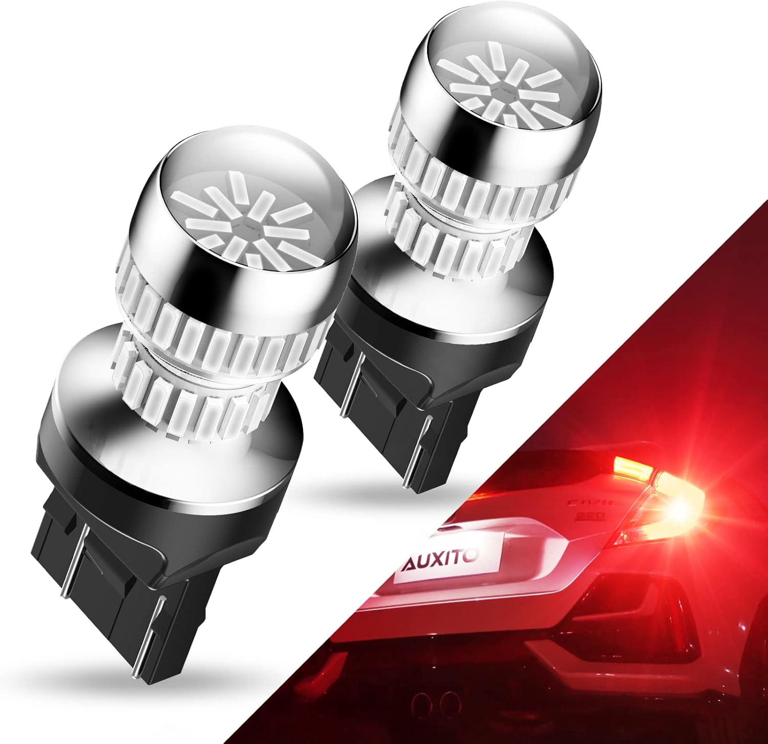 AUXITO Upgraded 7440 7443 LED Bulb Red for Tail Lights Brake Lights, Super Brigh...