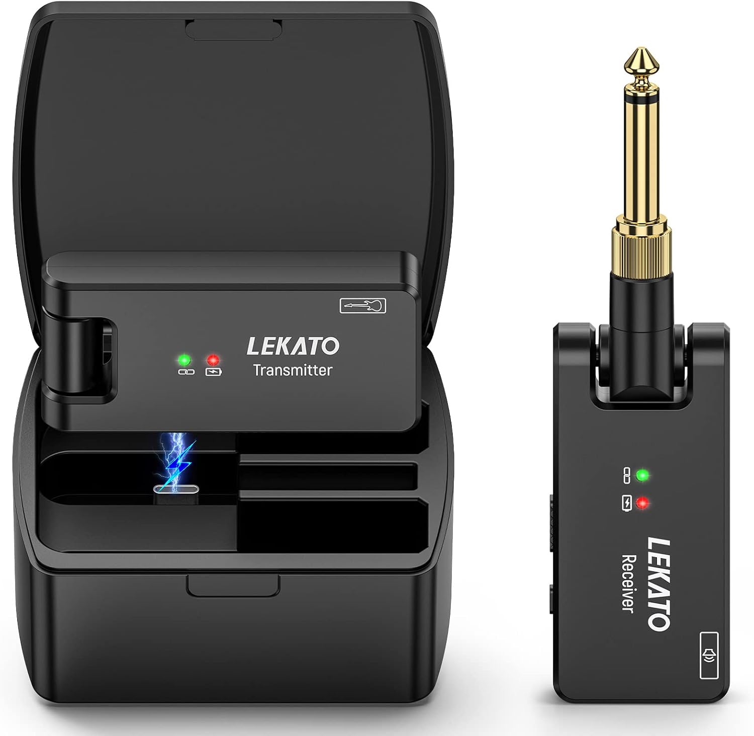 LEKATO Wireless Guitar System with Charging Case Guitar Wireless Transmitter Rec...