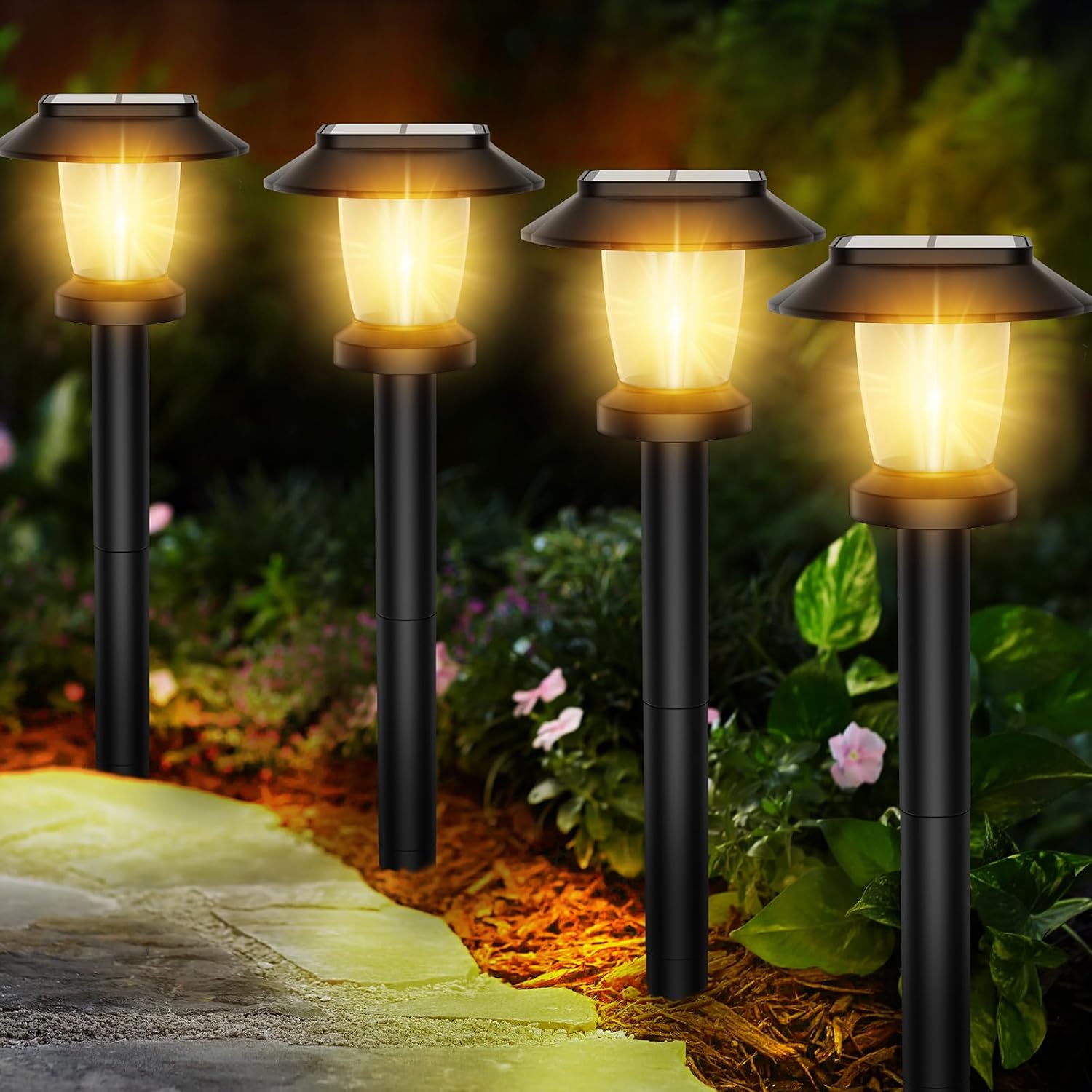 Solar Pathway Lights Outdoor - 8 Pack Solar Powered Garden Lights Waterproof, De...