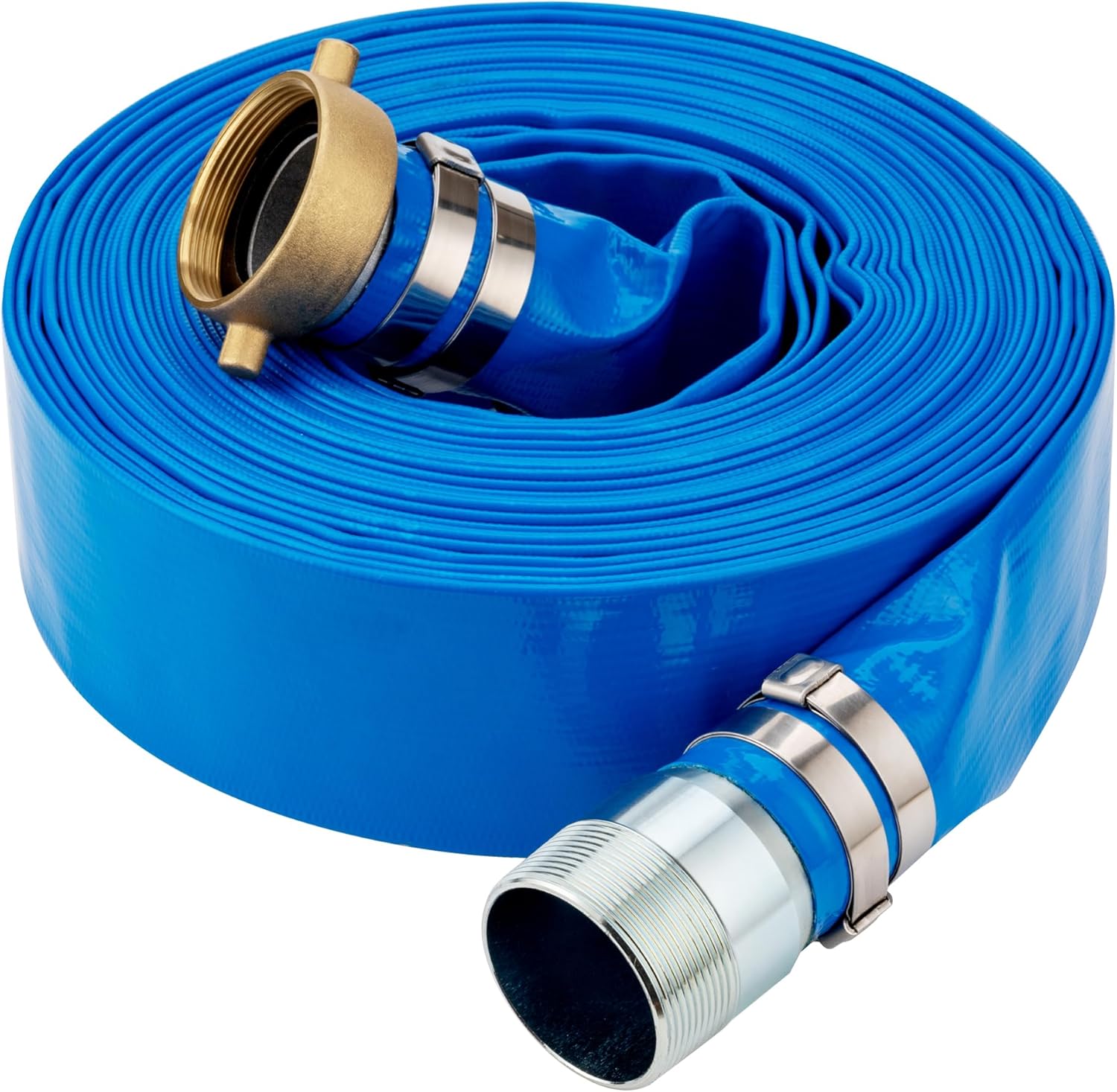 DAVCO 1.5" ID x 100 ft Pool Backwash Hose, Heavy Duty Reinforced Blue PVC Lay Fl...