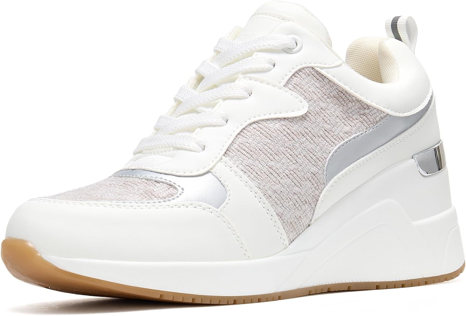 Cestfini Fashion Wedge Heeled Sneakers for Women 7 W142-white