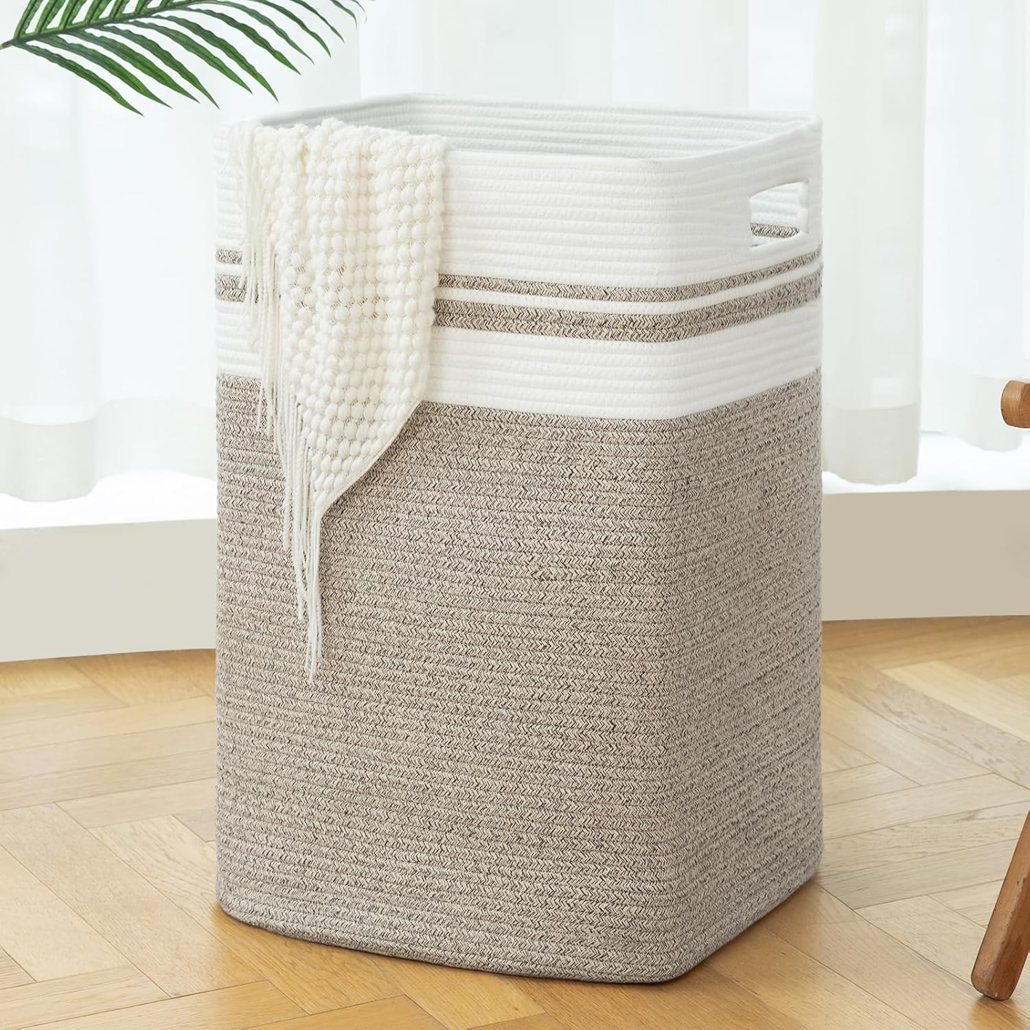 OIAHOMY 91L Laundry Hamper, XXXLarge Laundry Basket, Collapsible Cotton Rope Bas...