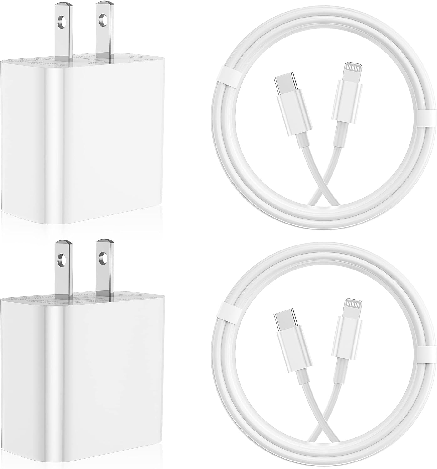 iPhone Fast Charger 4Pack [Apple MFi Certified] 2 pcs Apple Type C Wall Charger...