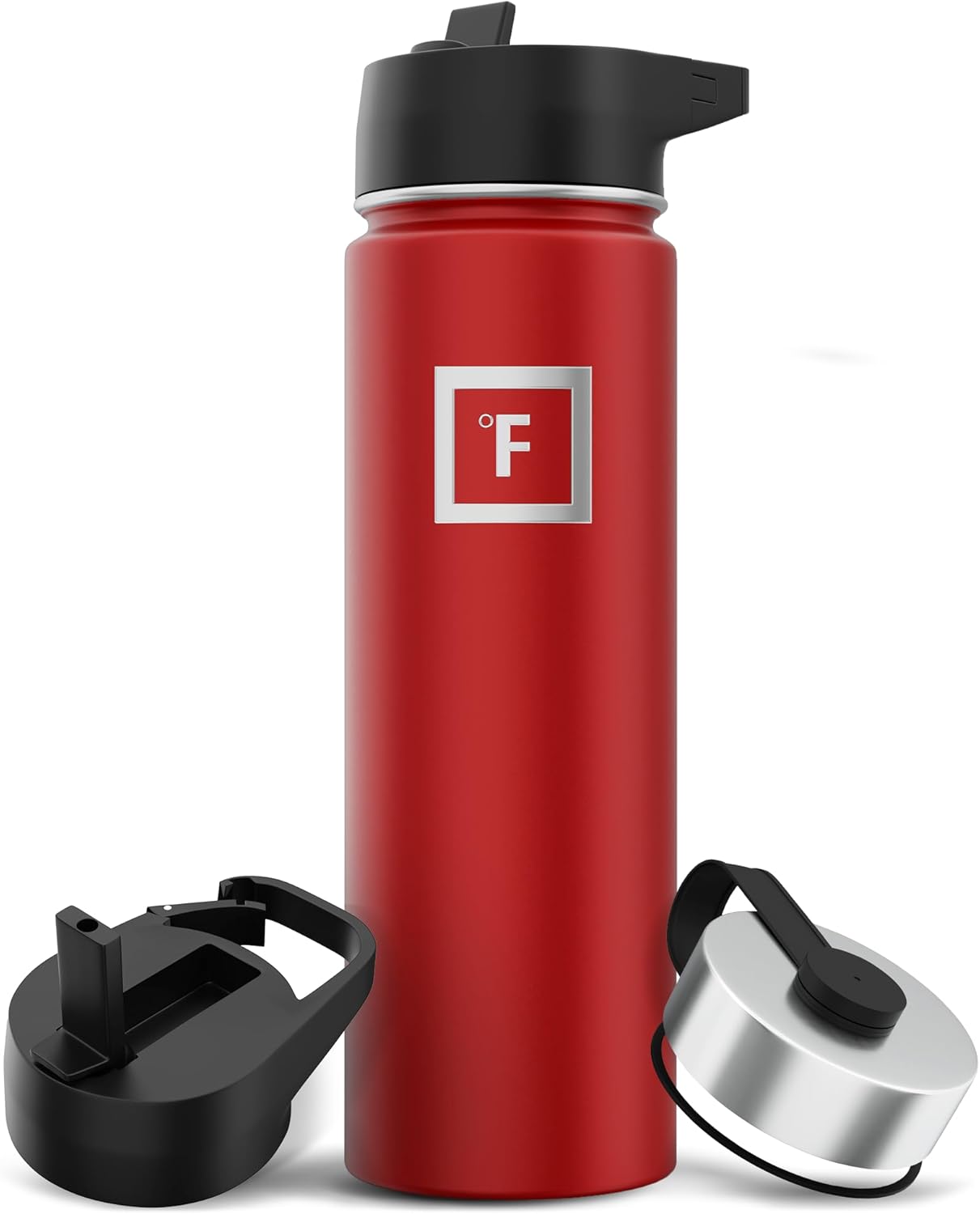 IRON °FLASK Camping & Hiking Hydration Flask with 3 Lids - Stainless Steel, Doub...