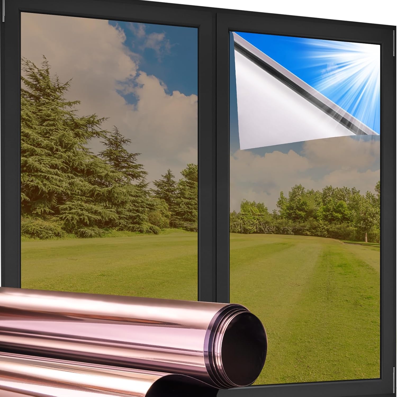 Coavas One Way Privacy Window Film,Reflective Home Glass Mirror Tint See Out Not...