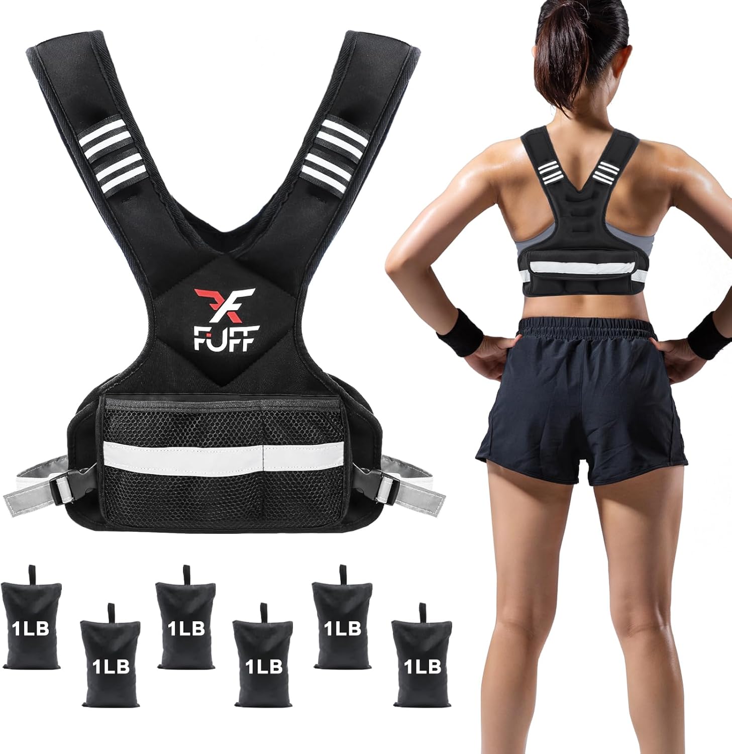Adjustable Weighted Vest for Women & Men,4-10lb/11-20lb/20-32lb Vest with 6 Iron...