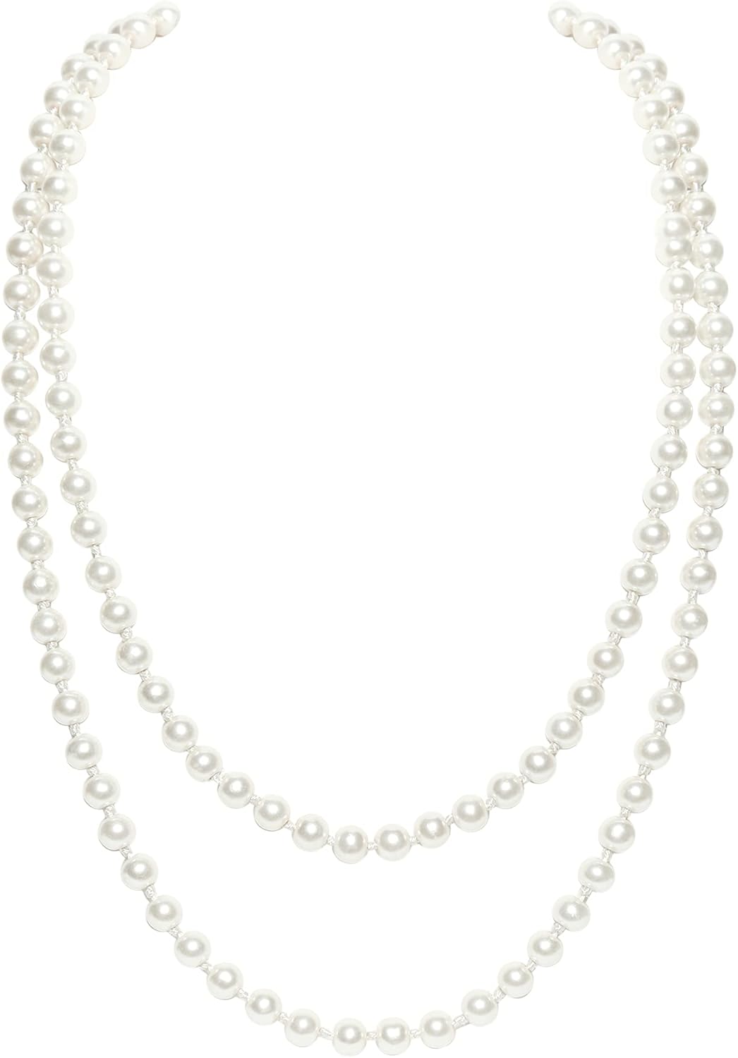 BABEYOND Long Pearl Necklace Faux Pearls Necklace Set Beaded Long Pearls Necklac...