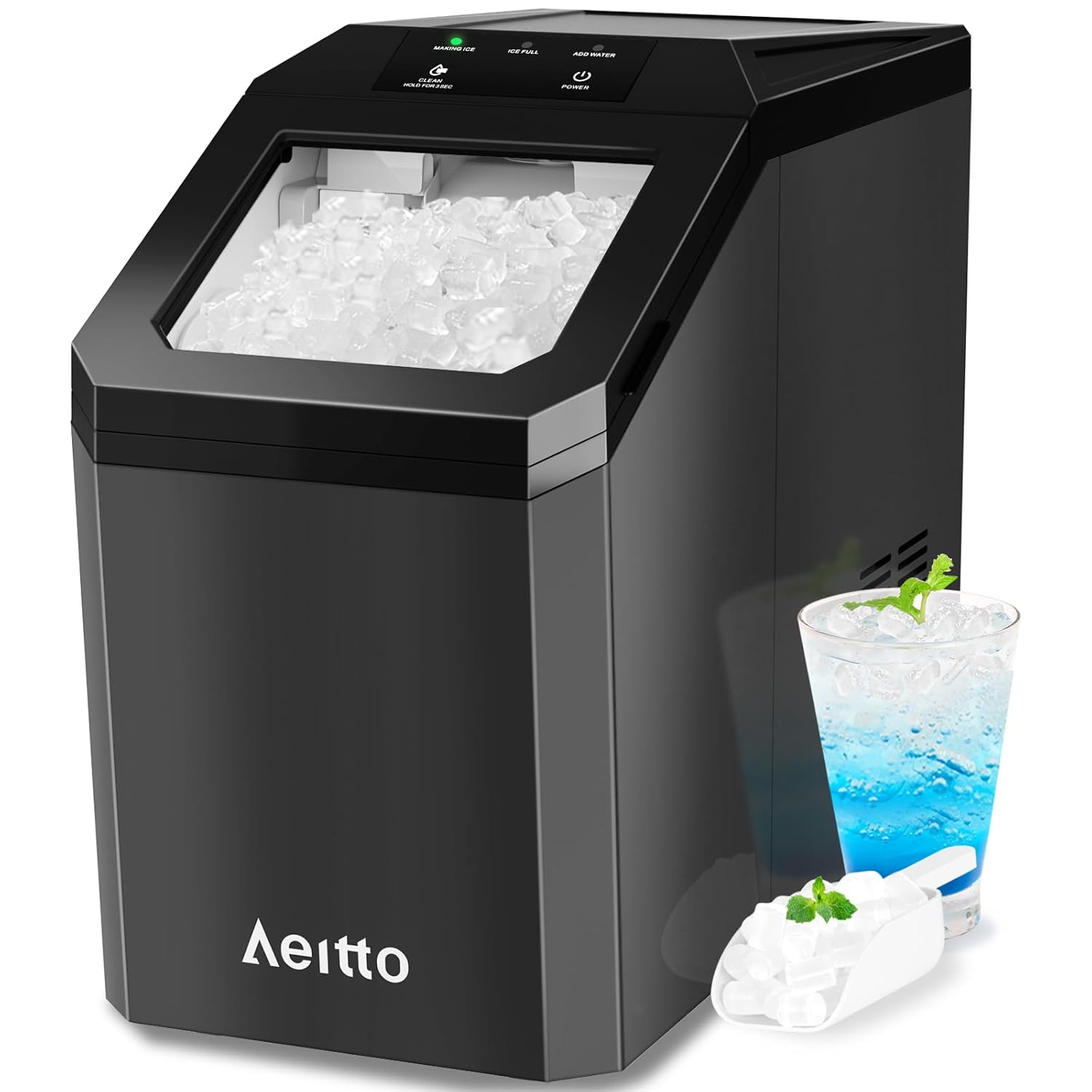 Aeitto Nugget Ice Maker Countertop, 55lbs/Day, Rapid Ice Release in 5 Mins, Larg...