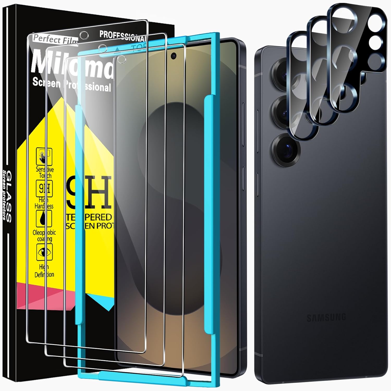 Milomdoi 3 Pack Screen Protector for Samsung Galaxy S25 Ultra with 3 Pack Camera...