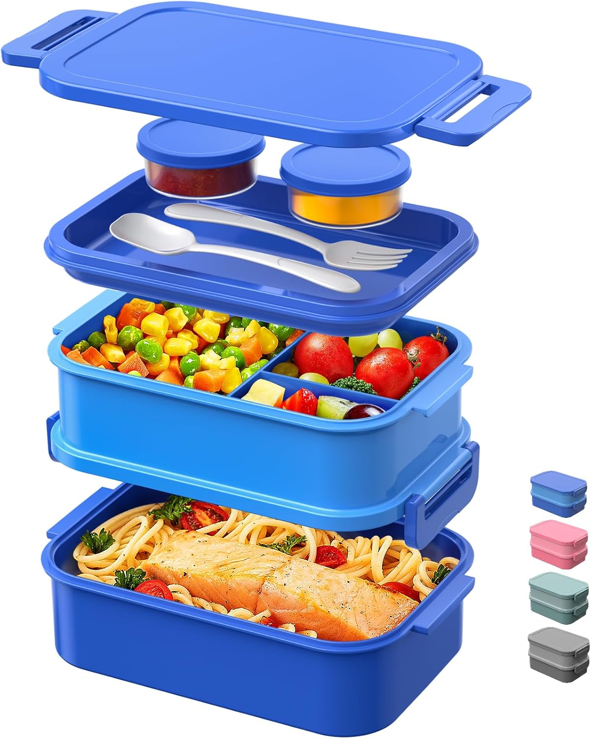 DaCool Bento Box Adults Lunch Container - 74 OZ Stackable Leakproof Bento Lunch...