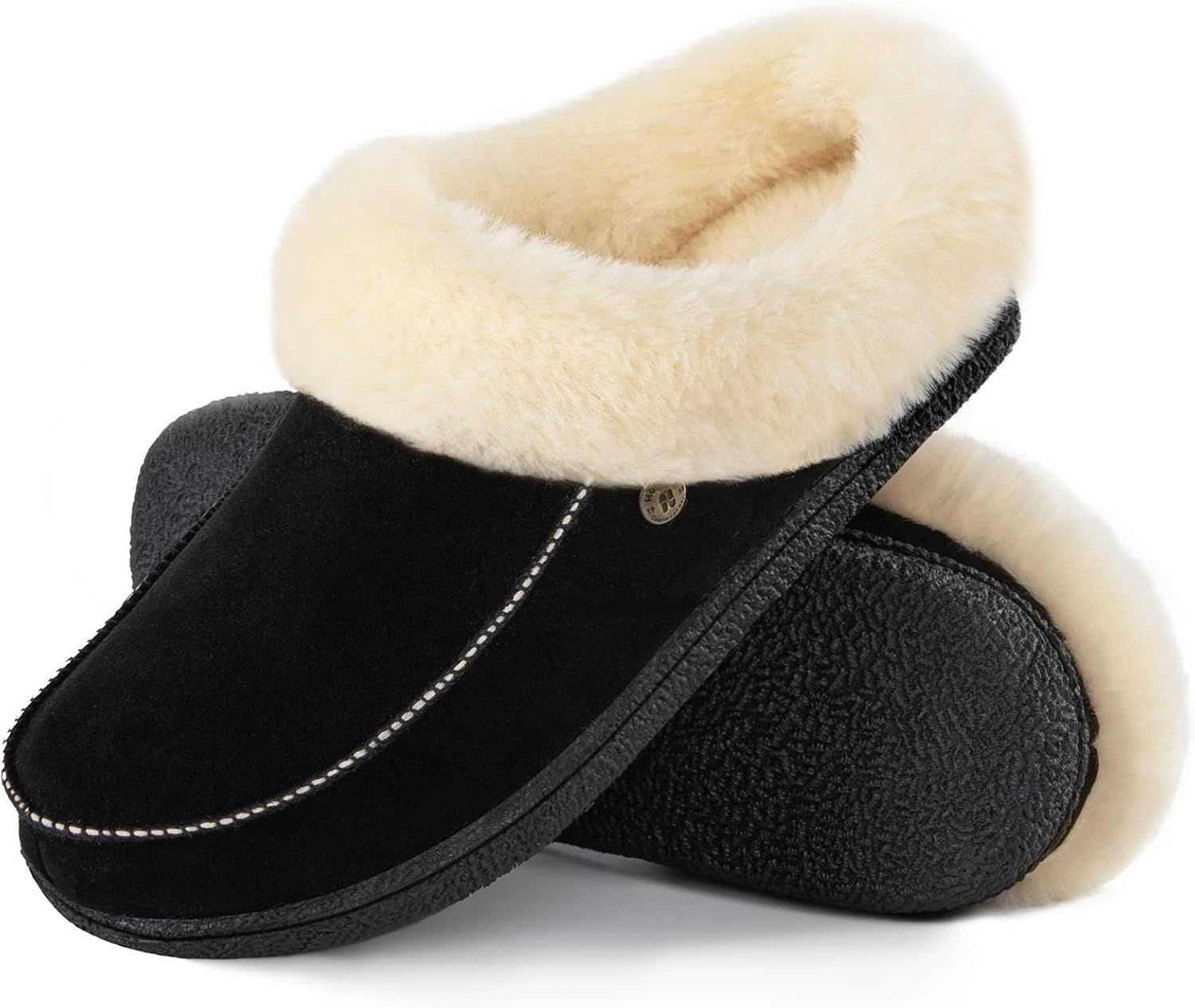 HomeTop Women's Moccasin Slip-on Slippers Soft Microsuede Clog Comfy Non-slip Me...