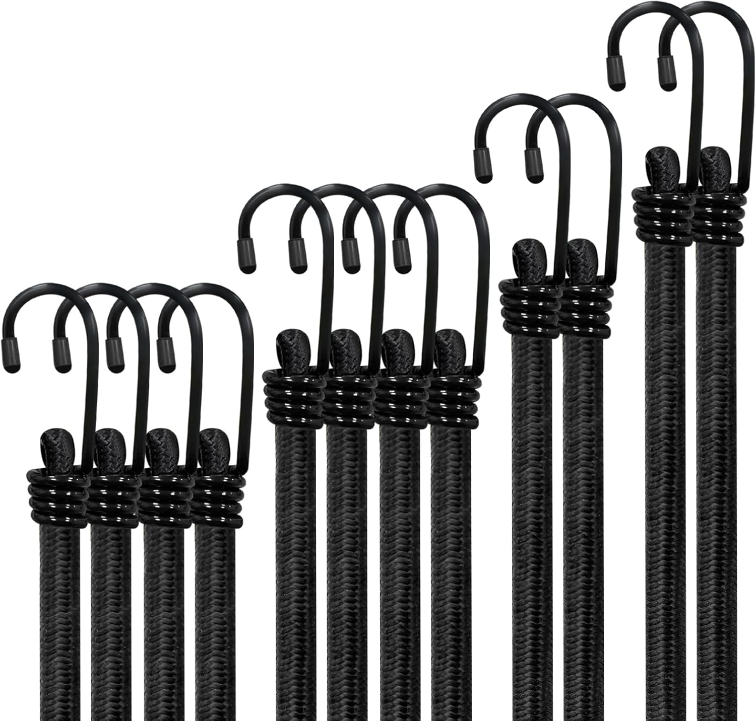 Bungee Cords with Hooks Jsdoin 12PCS Heavy Duty Bungee Cord Weatherproof & UV-Re...