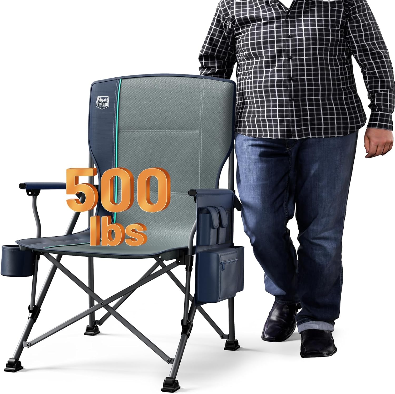 TIMBER RIDGE Oversized Folding Camping Chair High Back Heavy Duty for Adults Sup...