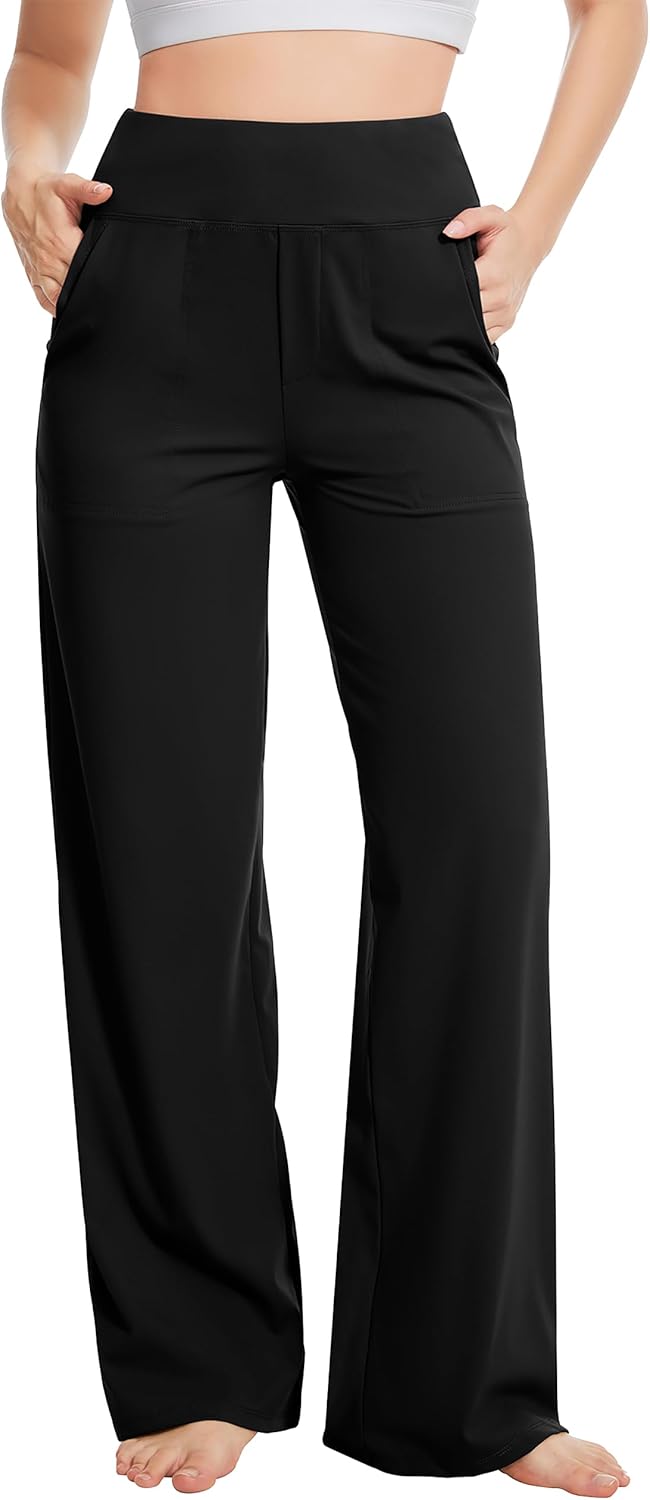 Yoga Pants Women Wide Leg Pants High Waist Stretch Dress Casual Sweatpants Loung...
