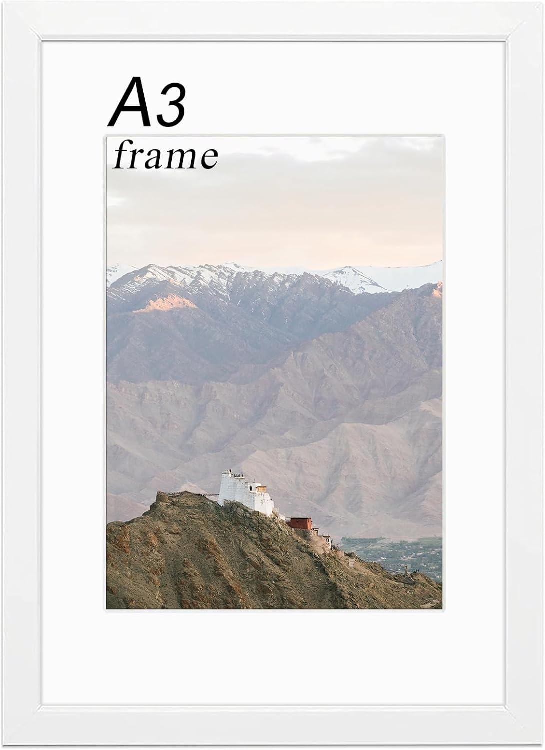 RUN HELIX A3 Picture Frame - 29.7x42 cm, A3 Frame Wooden A3 white Frame with Ple...