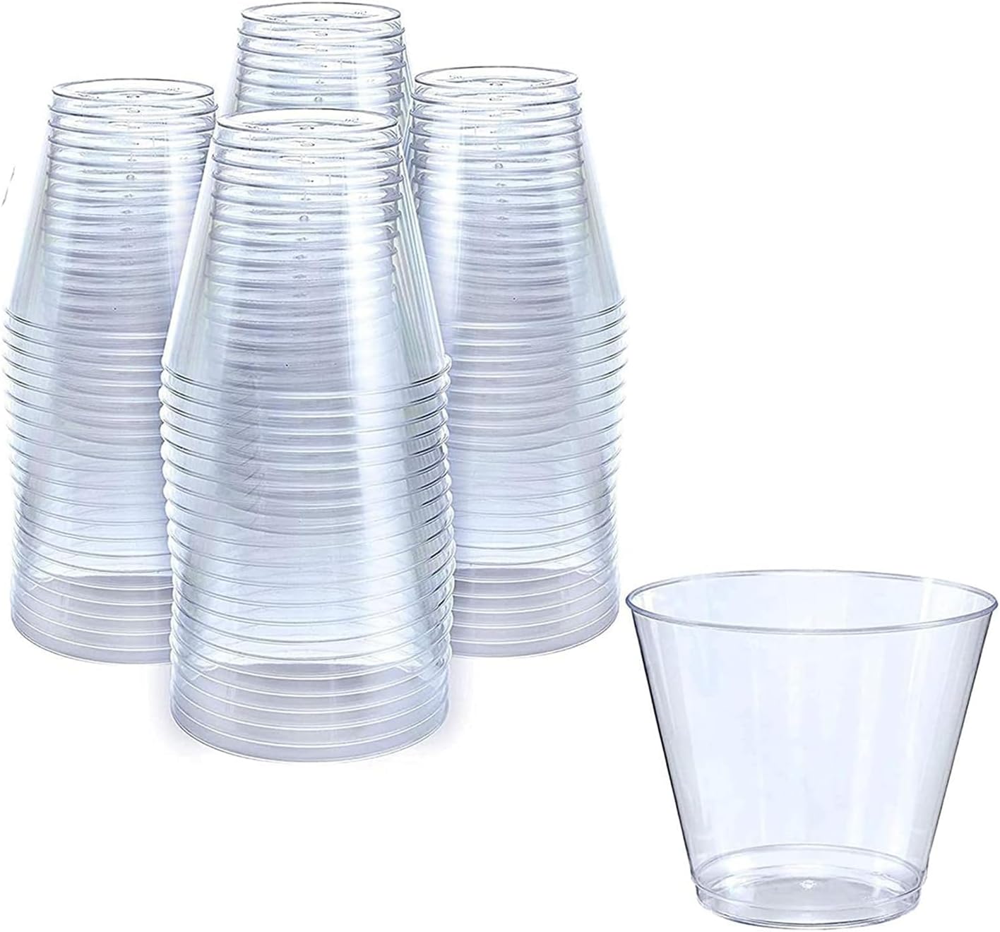 Prestee 5 oz Clear Plastic Cups, 100 pack - Hard Disposable Plastic Cups - Clear...