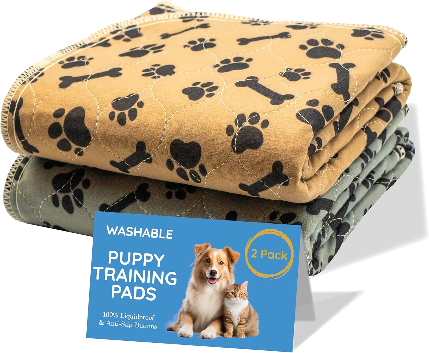 MAGNUS CREATIONS: Reusable Puppy Training Pads, (2-Pack) Washable Dog Pads, Very...