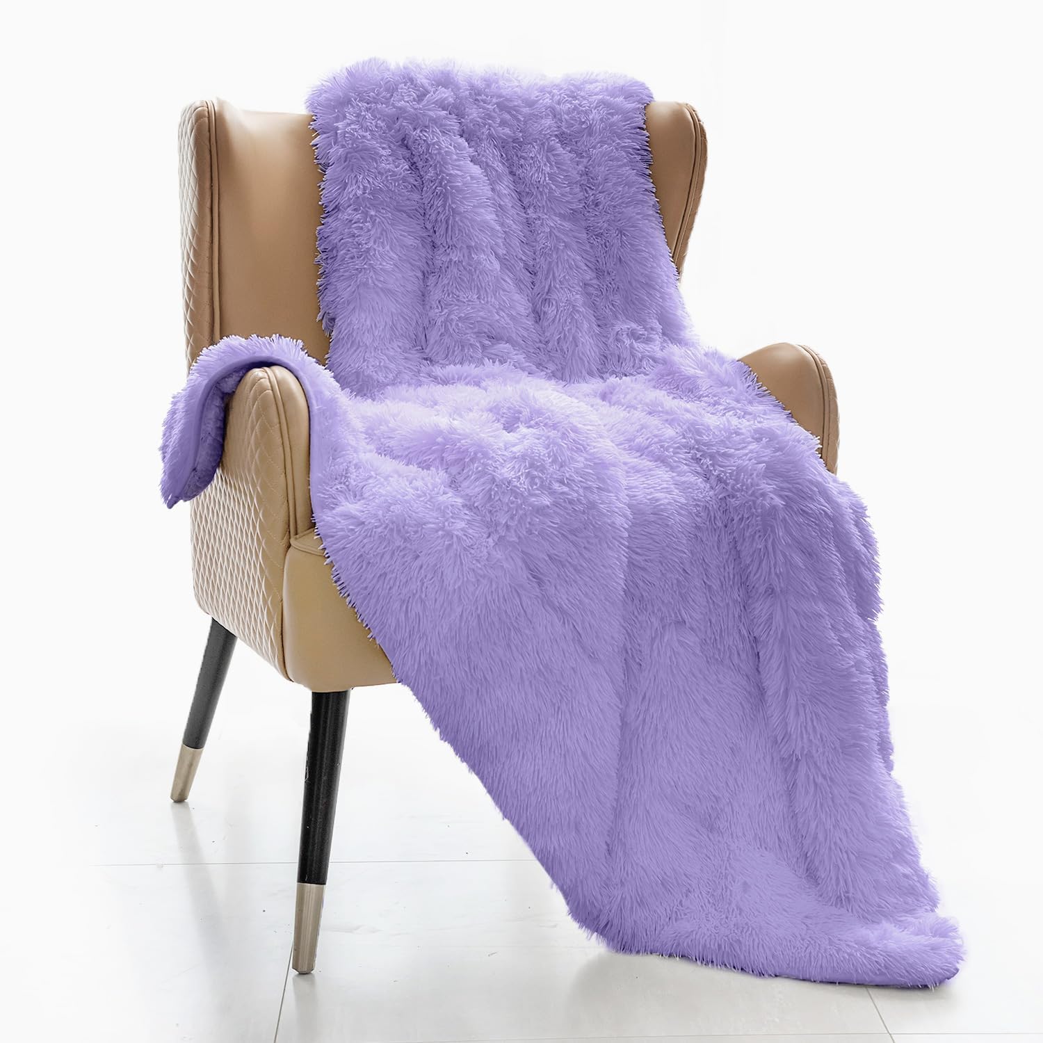 Mr. Sandman Shaggy Faux Fur Sherpa Weighted Blanket 15 lbs for Adult, Soft Luxur...