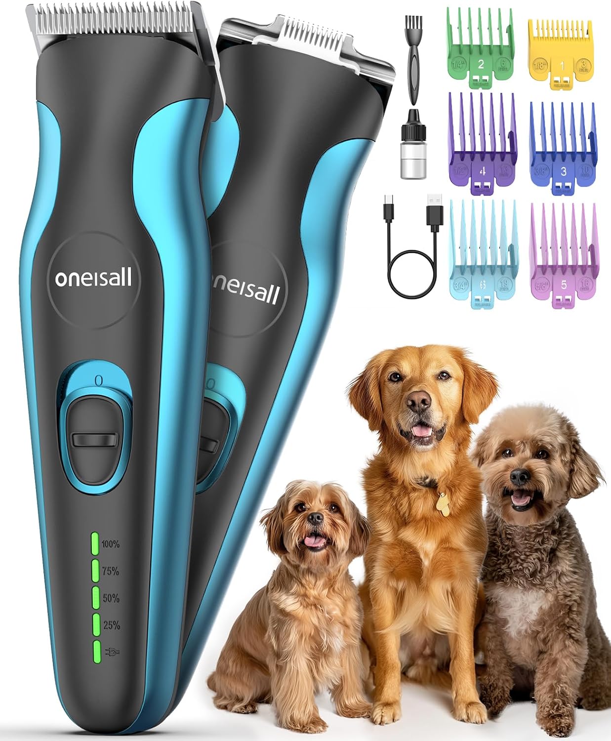 oneisall Dog Clippers & Paw Trimmer Dual Blade Grooming Kit, Dog Grooming Clippe...