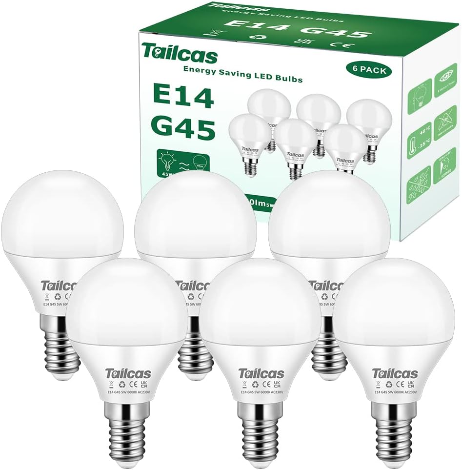 E14 Led Light Bulb, 5W 6000K Daylight/Cool White (40/45W Equivalent) Small Ediso...