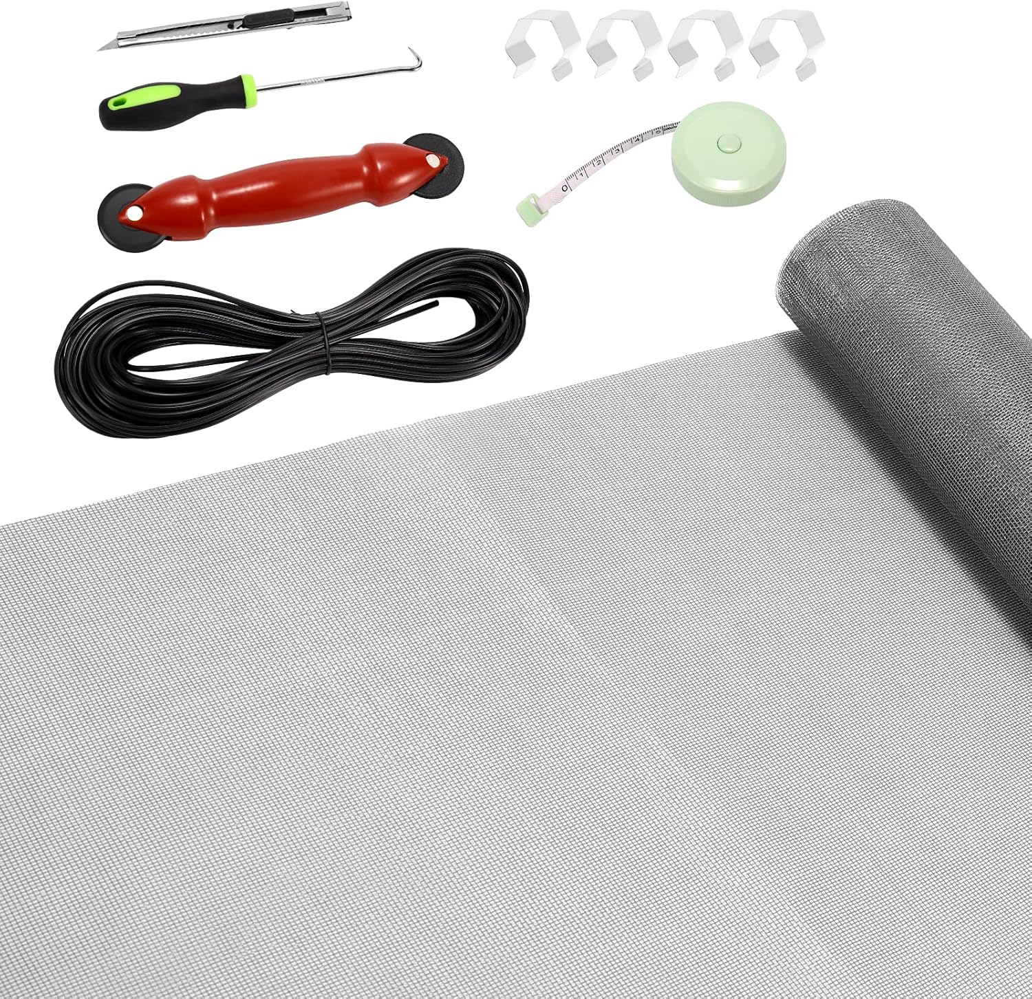 FLYZZZ Windows Screen Door Repair Kit Fiberglass Mesh 48''x118'' Gray Window Scr...