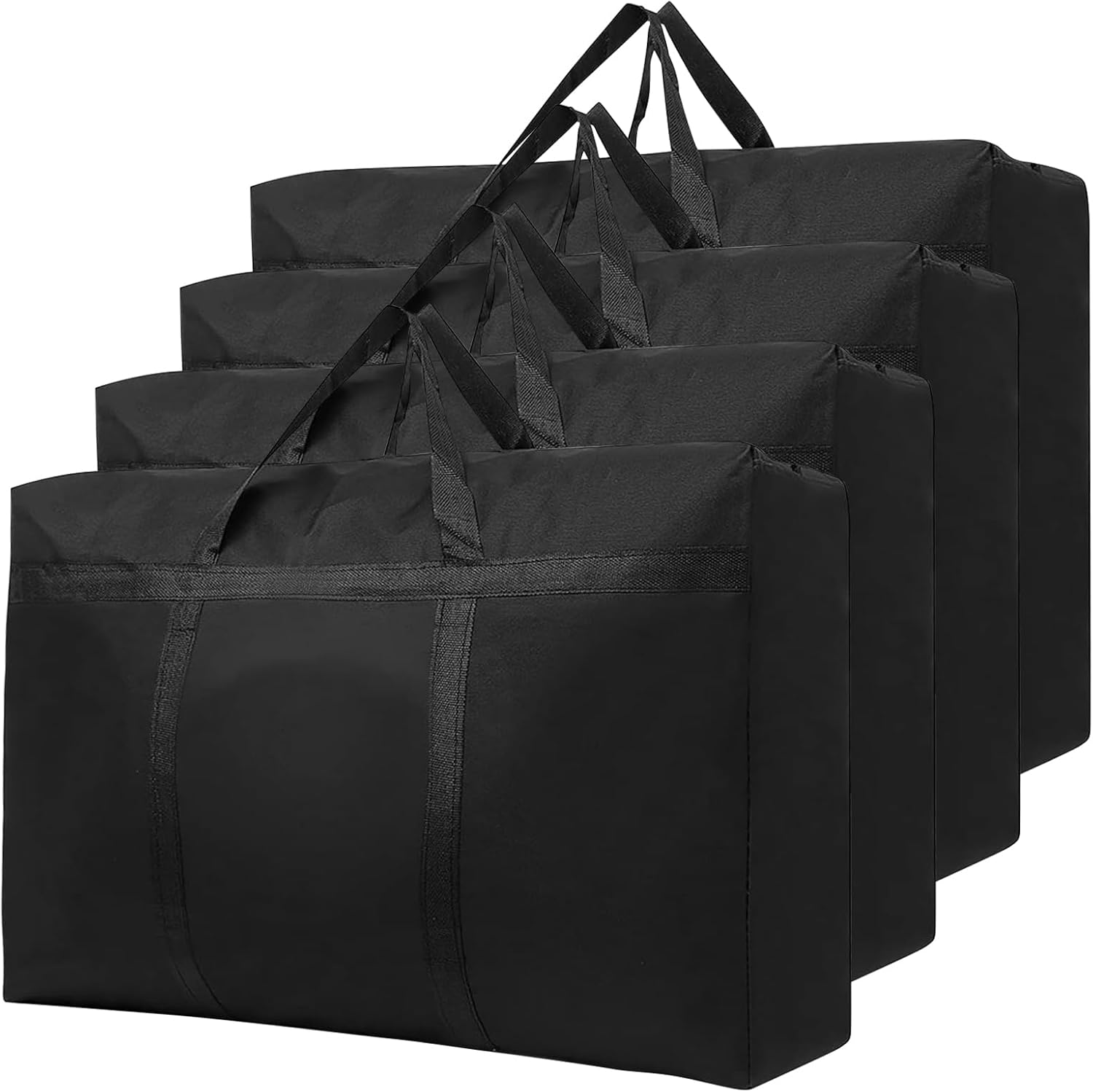 4 Pack 125L Large Storage Bags with Zips, Waterproof 600D Oxford Moving Bags, Cl...