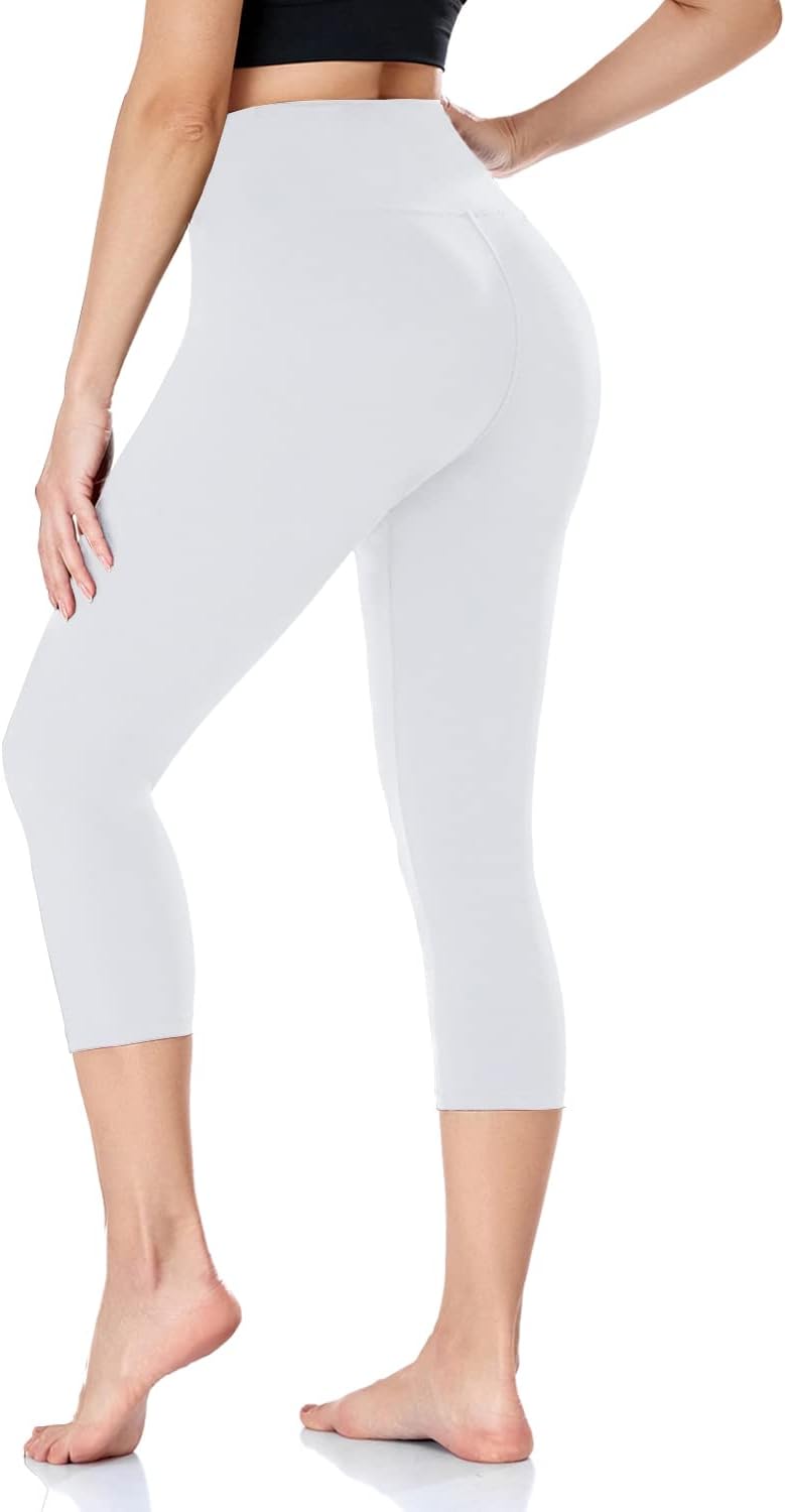 ACTINPUT Women's High Waisted Capri Leggings for Tummy Control 3/4 Length Sports...