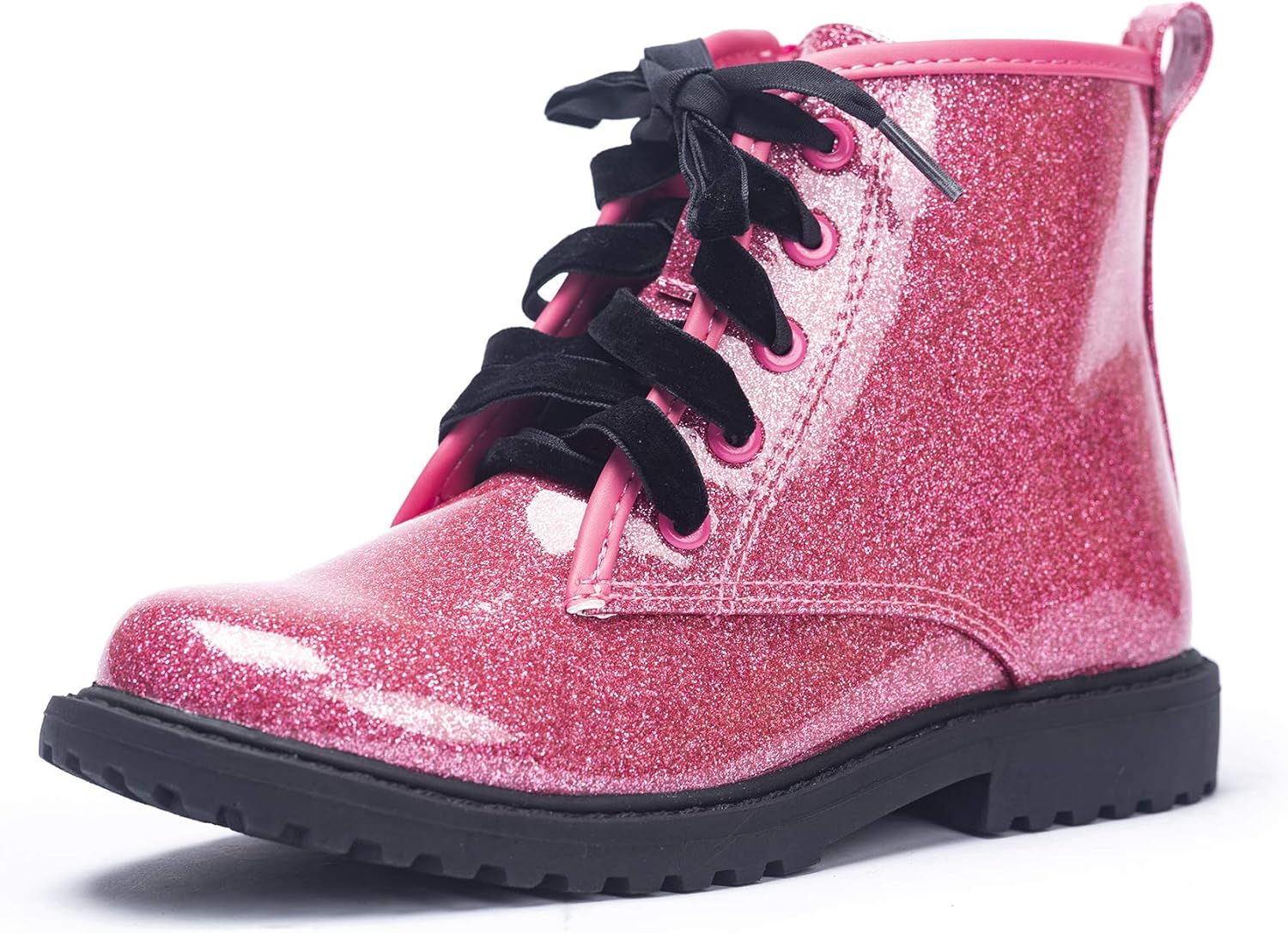 FITORY Girls/Boys Glitter Ankle Boots, Lace Up Waterproof Combat Shoes With Side...
