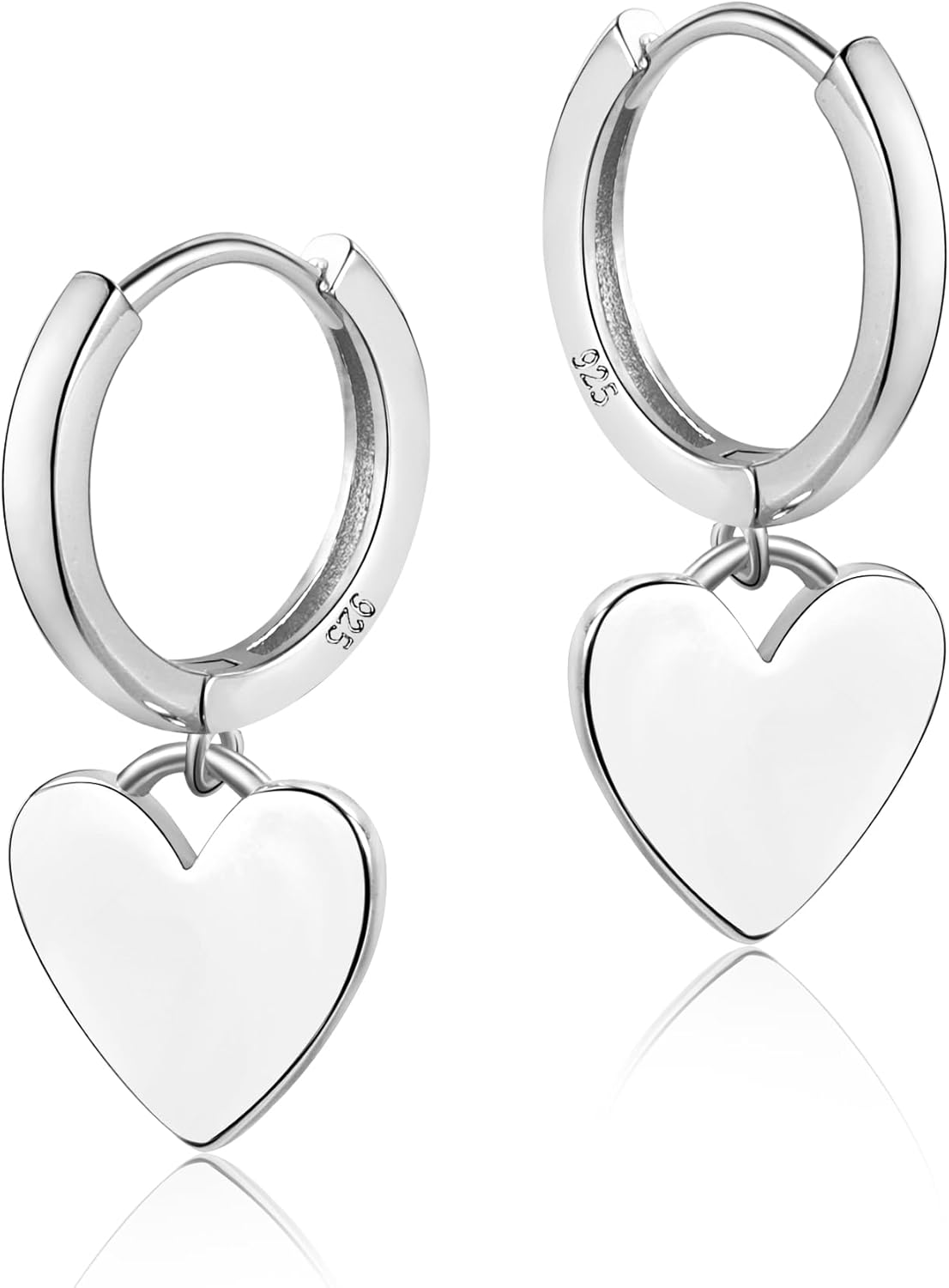 925 Sterling Silver Heart Dangle Earrings for Women Silver Dangle Leverback Earr...