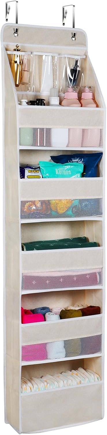 Univivi 6-Shelf Over Door Hanging Organizer Fabric Door Storage with 5 Large Poc...