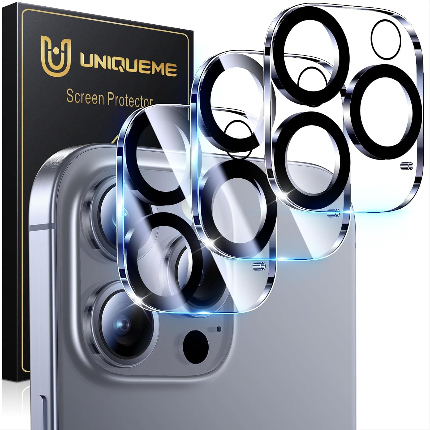 UniqueMe for 3 Pack iPhone 16 Pro/iPhone 16 Pro Max Camera Lens Protector - [Dro...