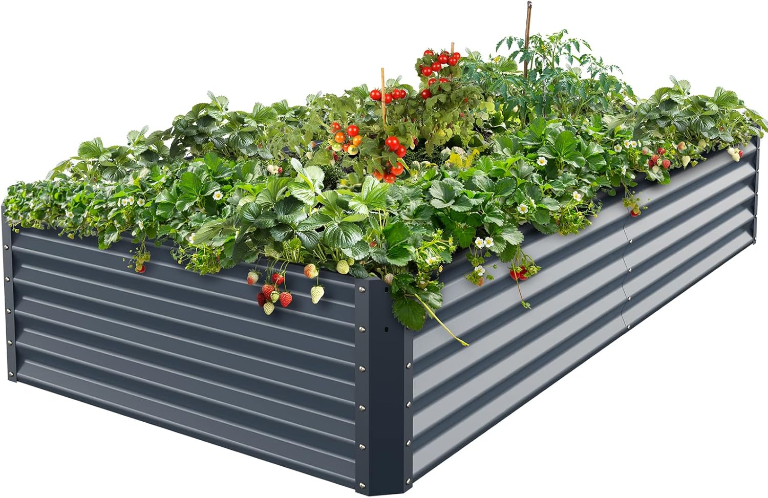 Galvanized Raised Garden Bed Box Planter for Outdo...