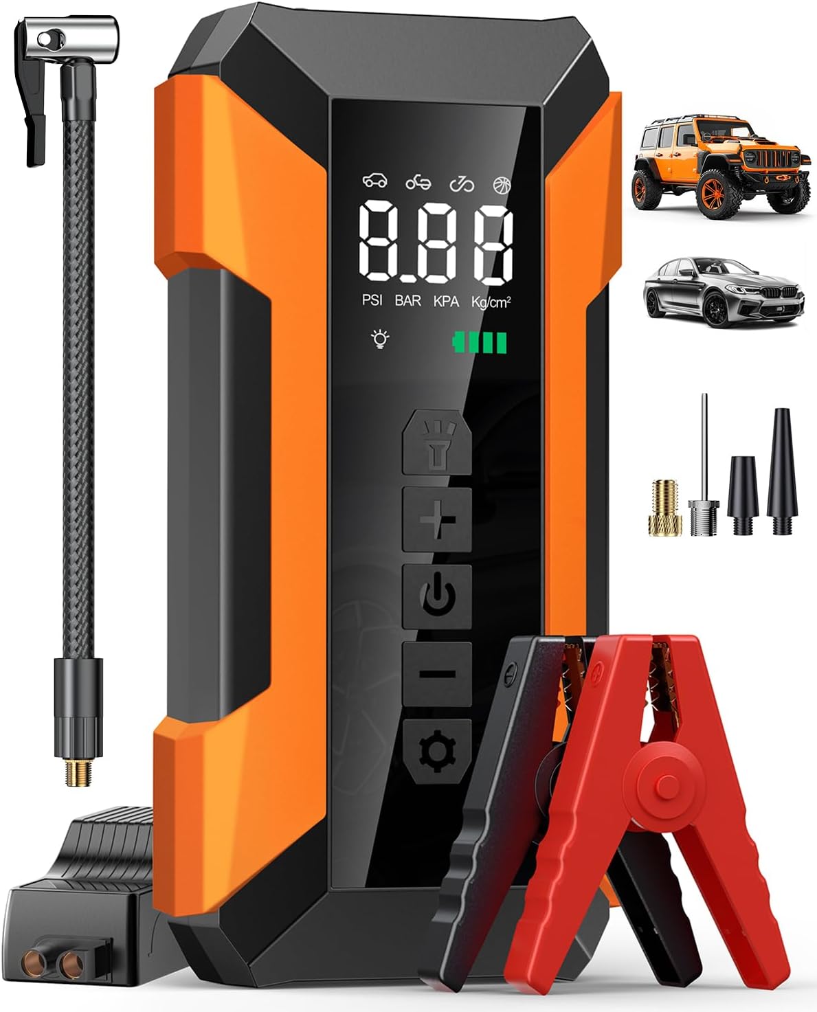 Jump Starter with Air Compressor, 3000A Car Battery Jump Starter Portable (8.0 G...