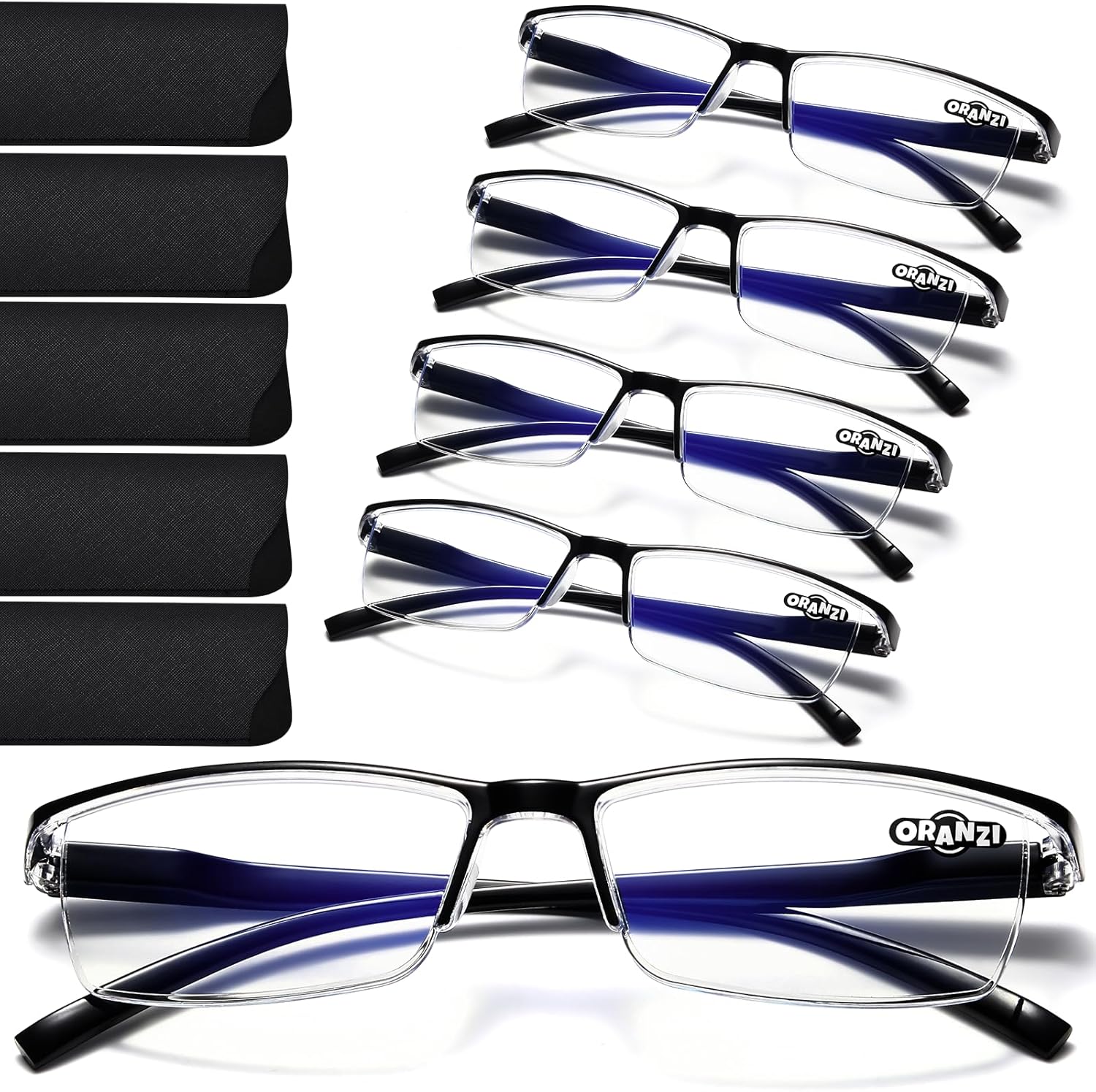 Reading Glasses Men - 5 pack TR90 Reading Glasses Blue Light Blocking Readers Me...