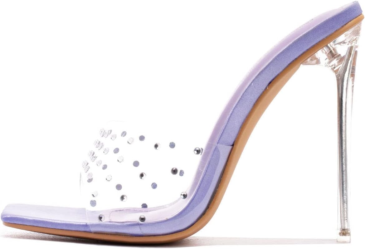 Cape Robbin Brisa Stiletto High Heels for Women - Rhinestone Clear Heels for Wom...