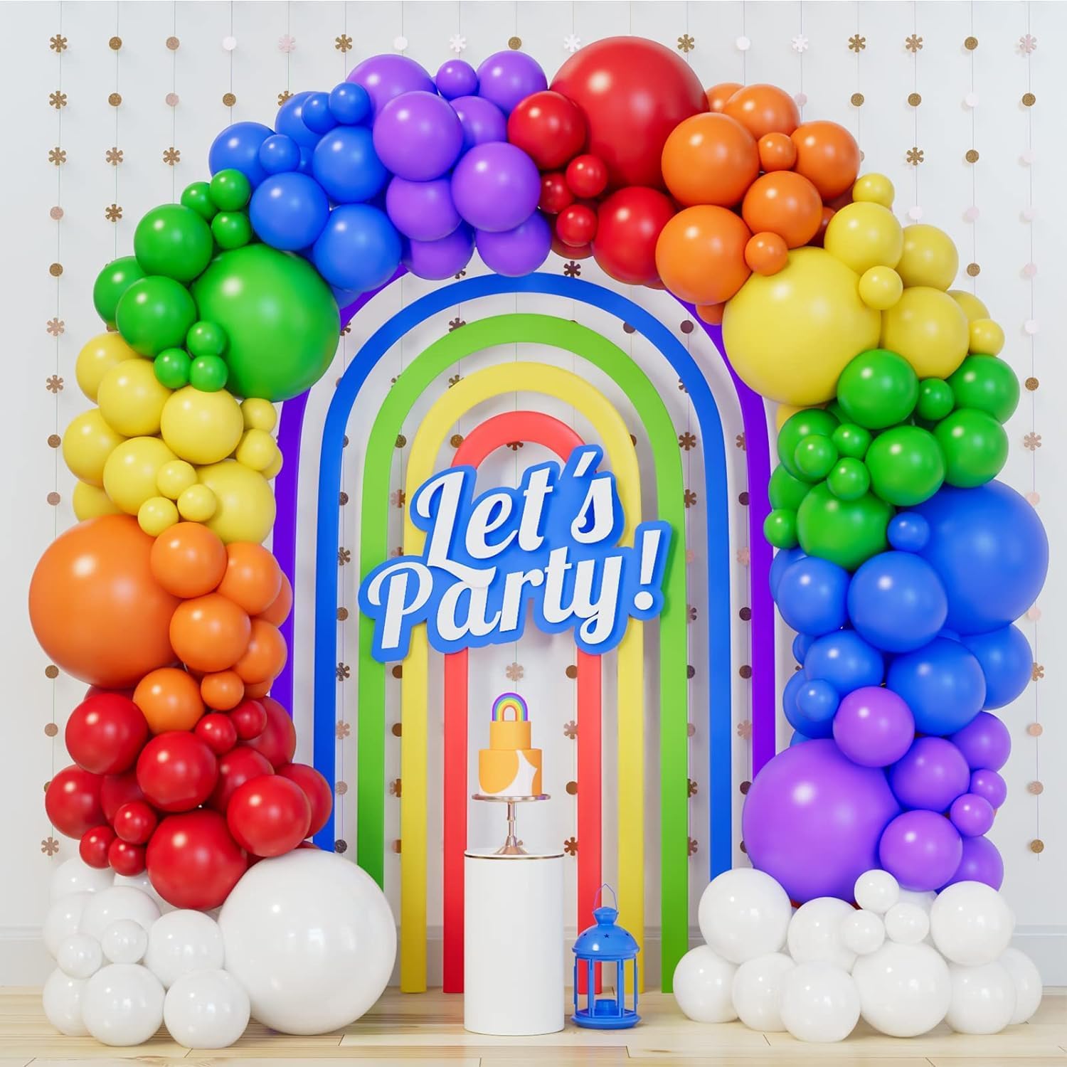 Rainbow Balloons 140pcs Different Sizes Assorted Color Latex Balloons 5/10/12/18...