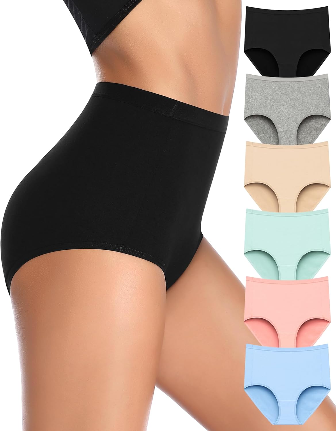 Annenmy High Waisted Panties Women's Cotton Underwear Full Coverage Briefs Soft...