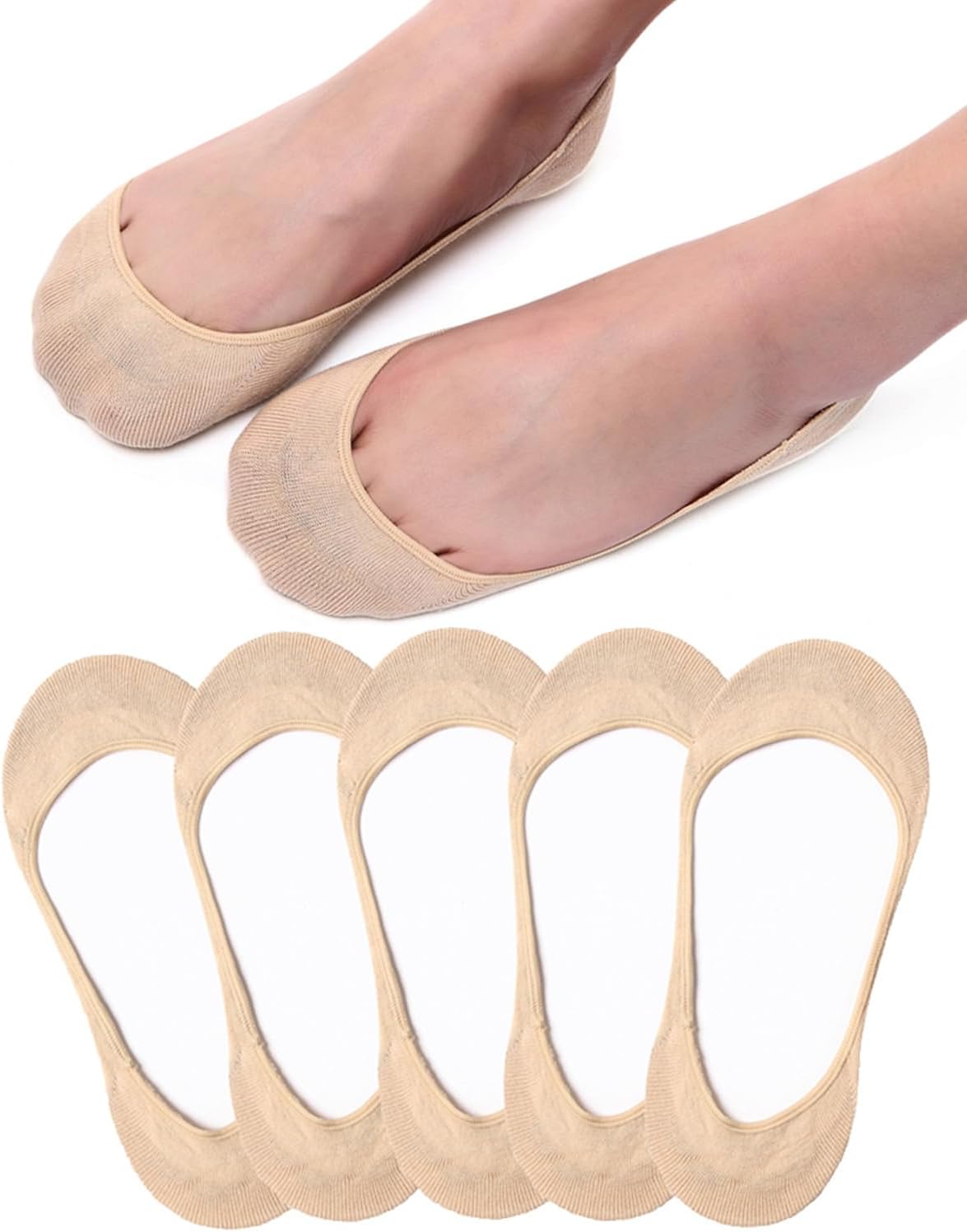 No Show Socks Women, Ladies Invisible Socks Multipack Cotton Footsies Shoe Socks...