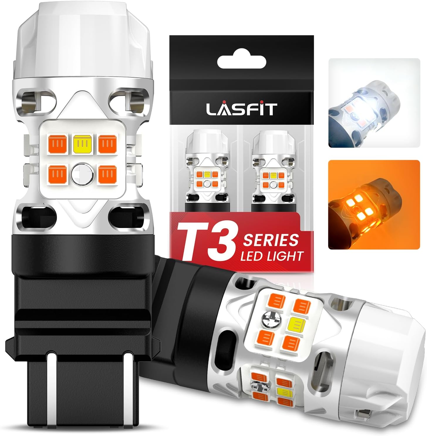 LASFIT 3157 Switchback LED Bulb, T3 3057 4157 Front Turn Signal Bulb, 3457 Built...