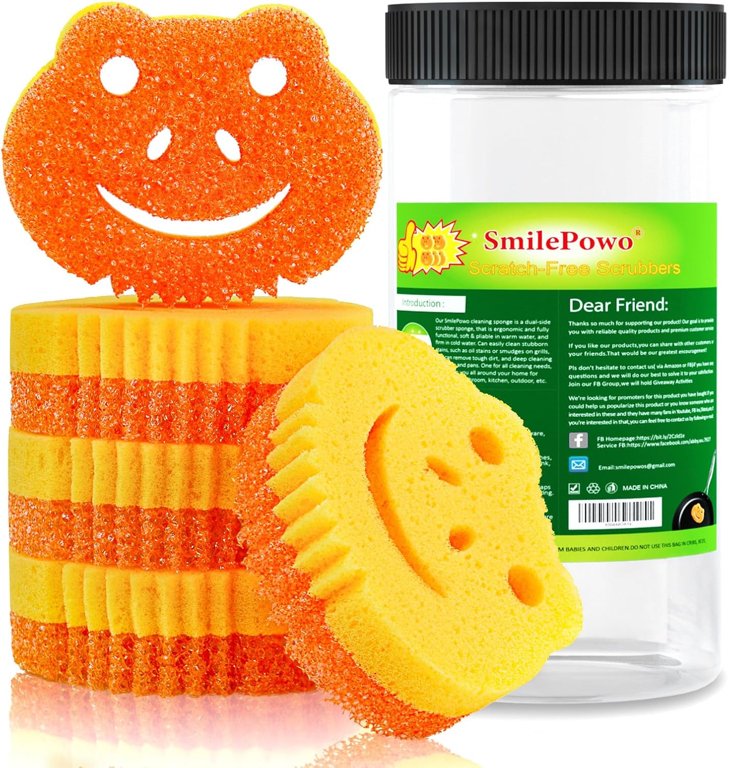 SmilePowo 5 Pack Scrub Sponge, Dual-Sided Temperature Controlled Kitchen Sponge...