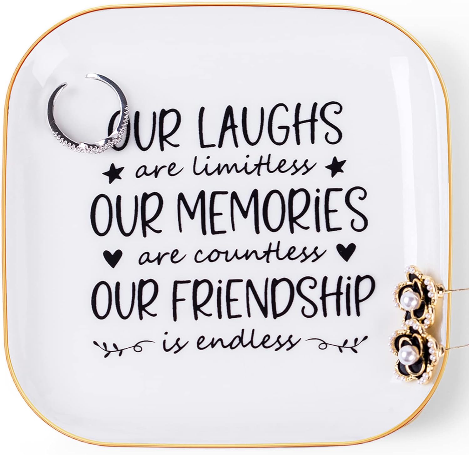 Friendship Gifts for Women Best Friend Jewelry Dish, Our Laughs are Limitless, O...