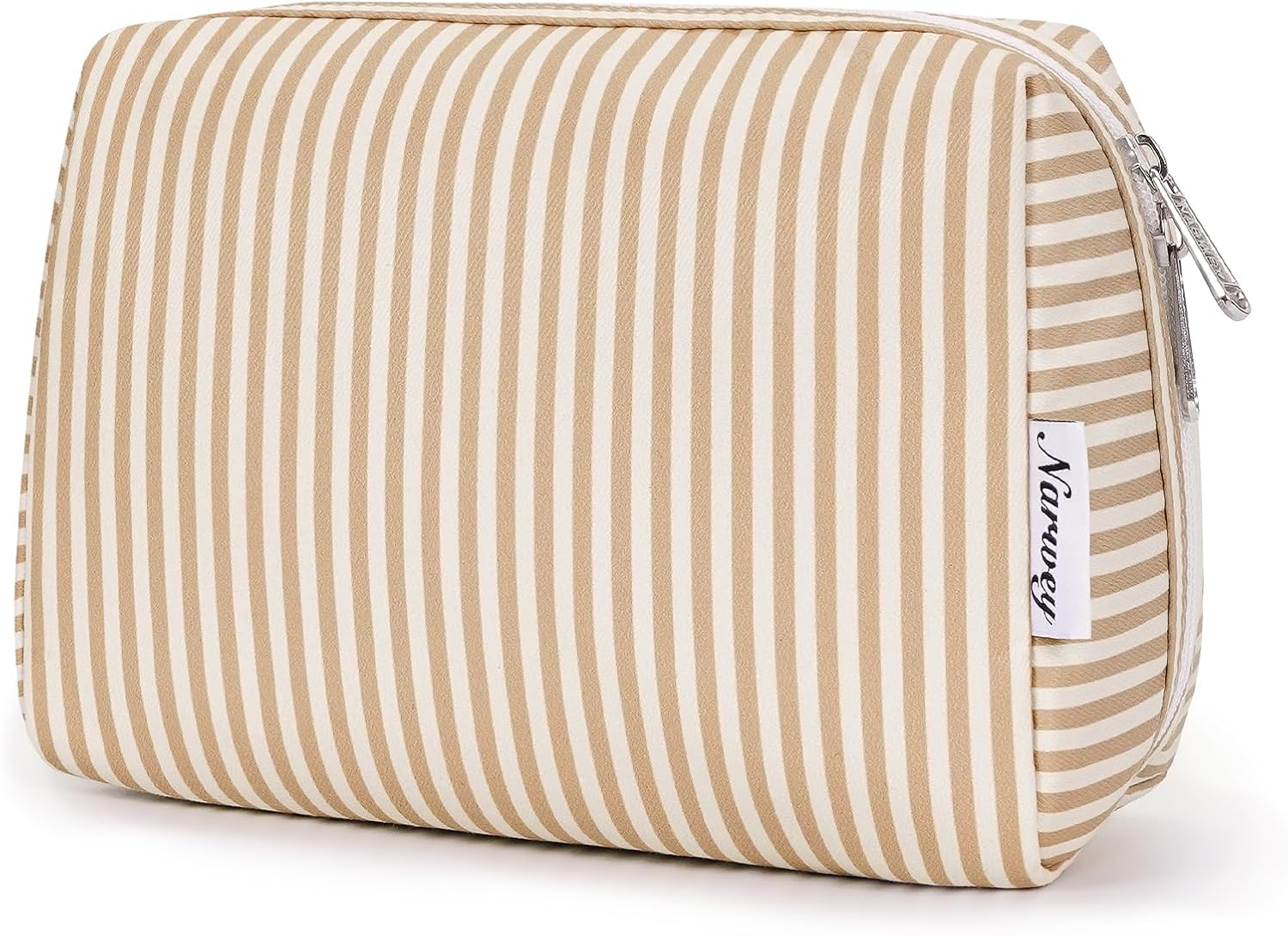 Large Makeup Bag Zipper Pouch Travel Cosmetic Organizer for Women (Brown Stripe,...