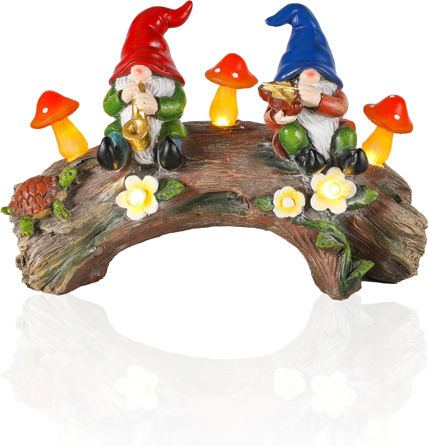 iStatue Enchanted Fairy Garden Gnomes Solar Light - 9'' Hand-Painted Resin Minia...