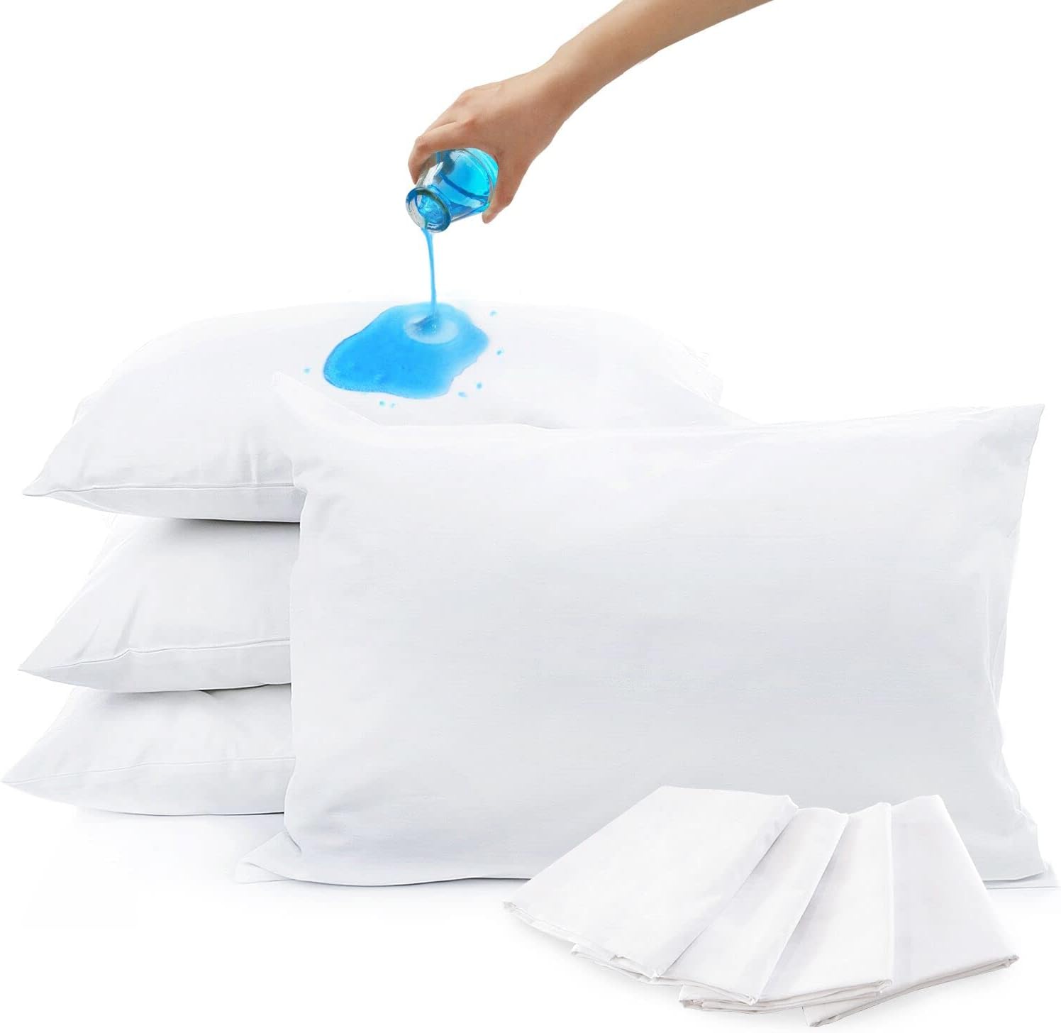 SPRINGSPIRIT Pillow Protectors 4 Pack, 100% Waterproof Pillow Protectors, Standa...
