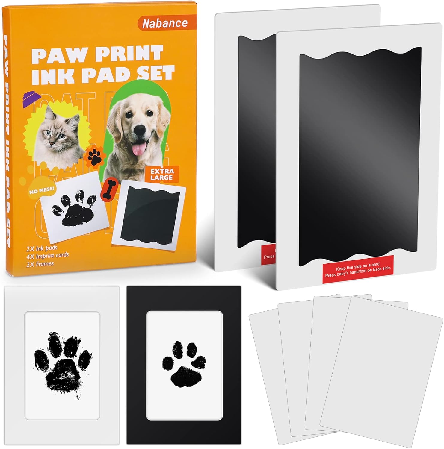Nabance Baby Handprint and Footprint Kit, Dog Paw Print Kit, 2 Large Size Inkles...