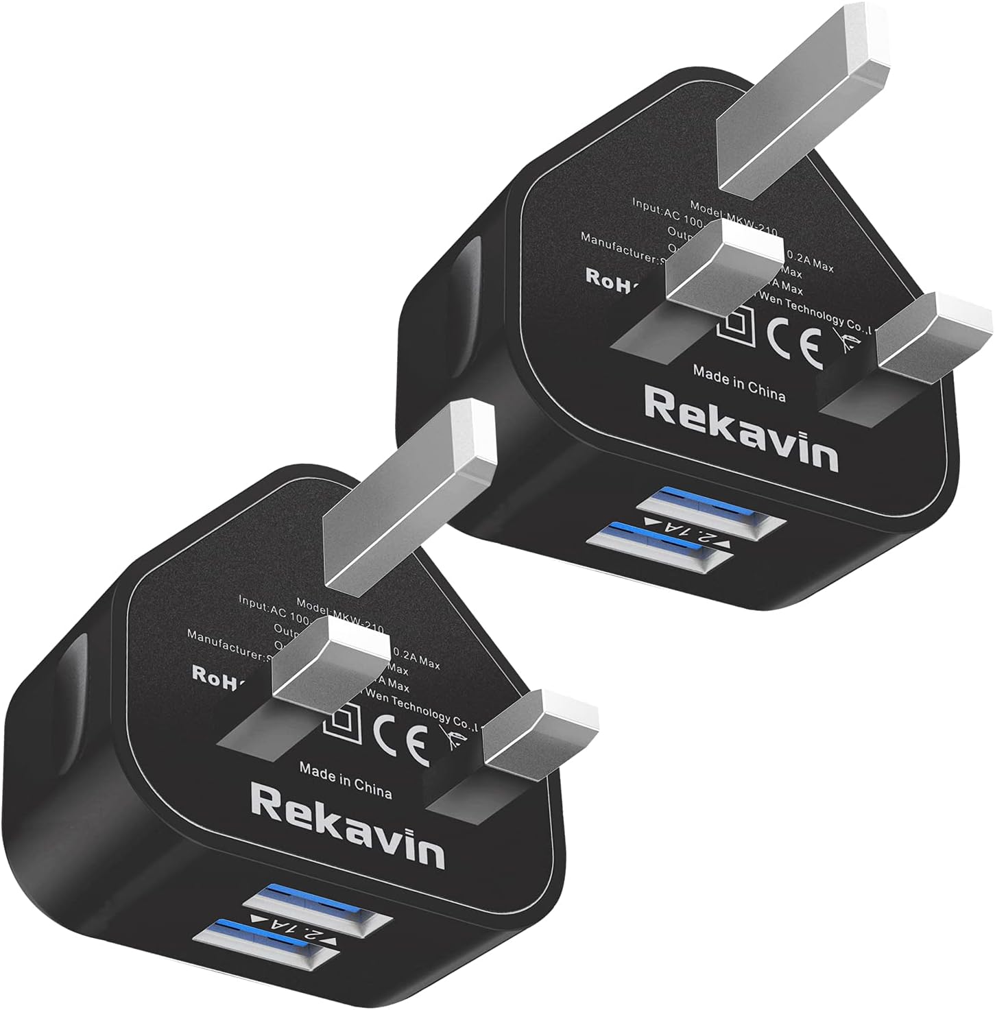 USB Plug,2Pack Dual USB Plug UK Adaptor Phone Charger Mains Charge Double Port T...