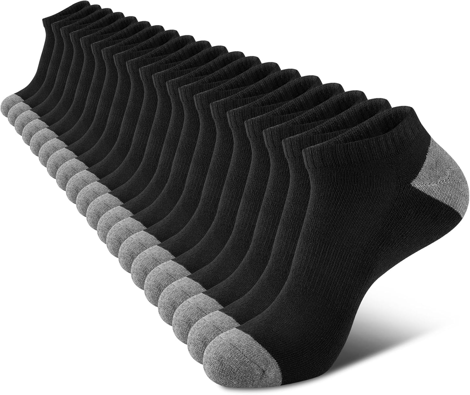 COOVAN 10 Pairs Mens Cushion Ankle Socks Men 10 Pack Low Cut Comfort Breathable...
