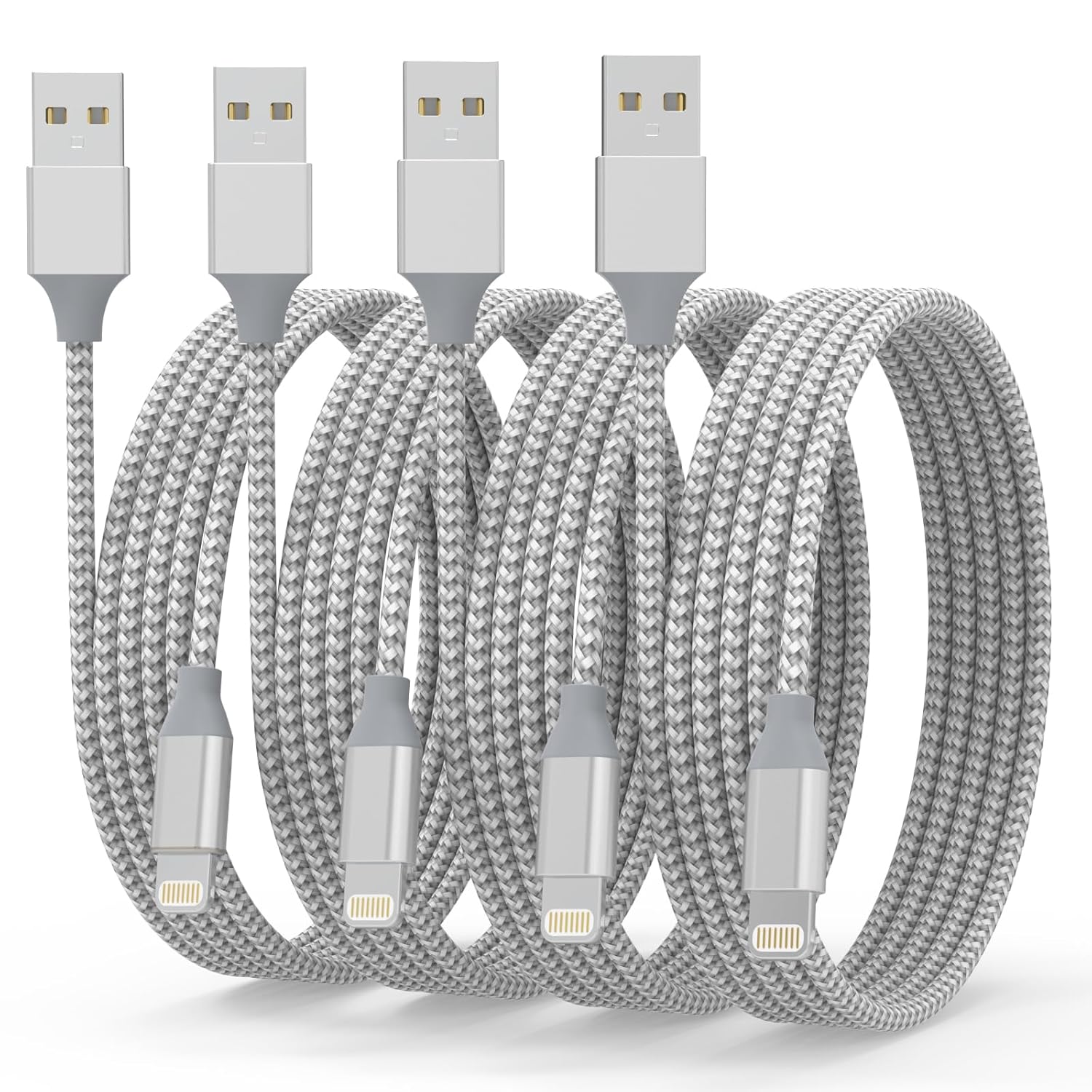 Powerole iPhone Charger Cable, 4Pack 6FT Lightning Cable [MFi Certified] Nylon B...