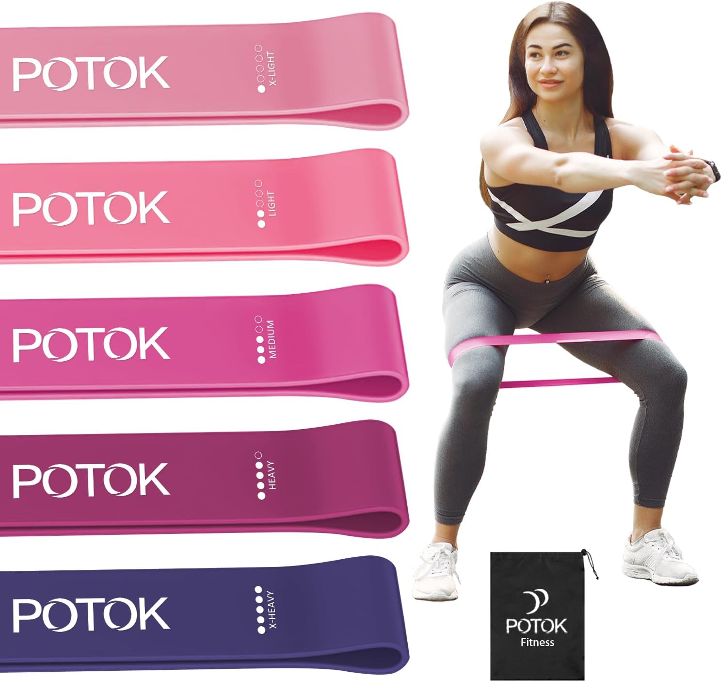 Resistance Bands [Set of 5], Potok Resistance Band for Women and Men,Skin-Friend...